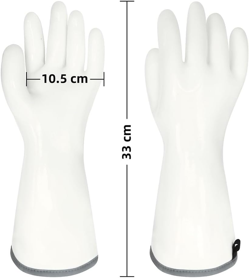 Silicone BBQ Gloves, Oven Gloves with Fingers 932°F Heat Resistant, Kitchen Waterproof Hot Proof Glove for Fryer, Smoker, Baking, Cooking (Gray, XXL)