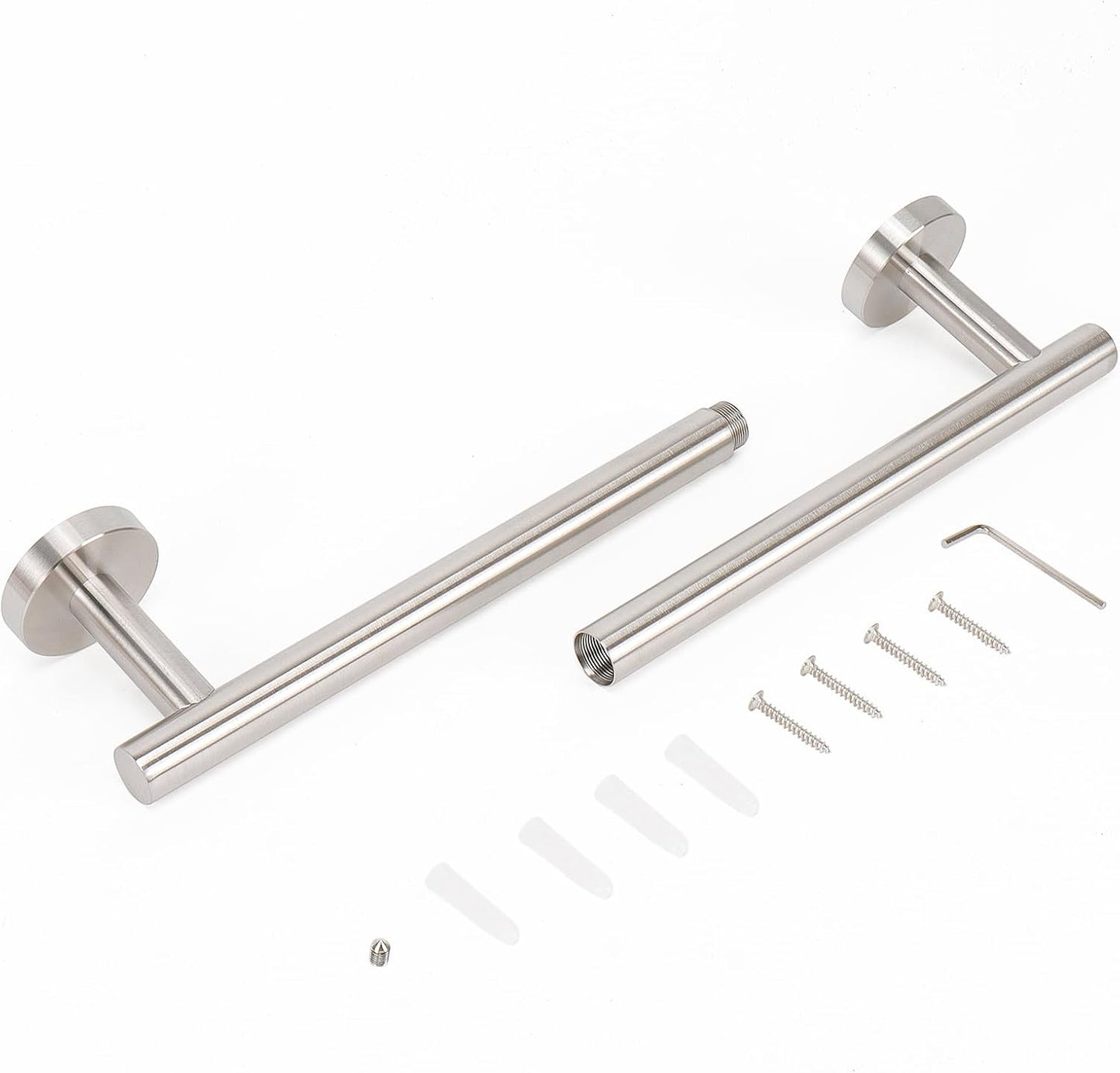 NearMoon Bath Towel Bar, Bath Accessories Thicken Stainless Steel Shower Towel Rack for Bathroom, Towel Holder Wall Mounted (2 Pack, Brushed Nickel, 18 Inch)