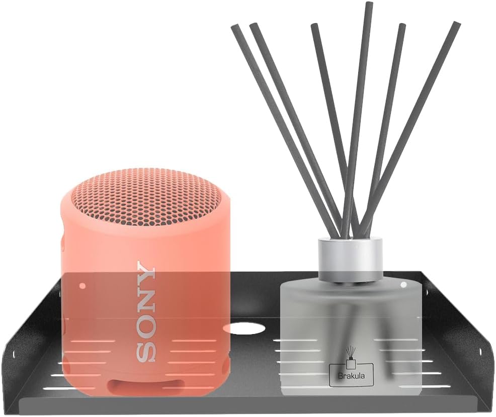 JINGCHENGMEI Metal Floating Wall Mounted Shelf Bracket for AV, TV Accessories, WiFi Router, TV Box, Cable Boxes, DVD Player, Games Consoles or Other Small Projectors (12 inches Width)