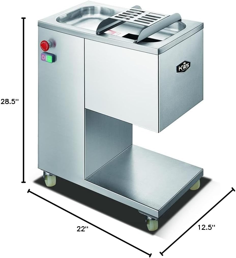 KWS SP-68 Commercial 1950W Meat Slicer 794 lbs/hr Floor Model Stainless Steel Fresh Meat Slicer Electric Meat Cutting Machine for Restaurant/Deli/Butcher Shop (5mm)