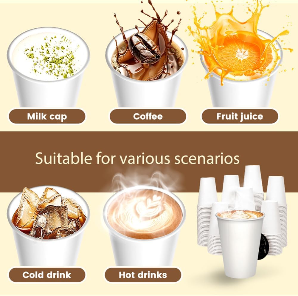 1000 Count 12 OZ Disposable Paper Cups, paper Coffee Cups, Leak-Proof, Extra-Thick,Perfect for Office Party Home Travel Businesses and Events.
