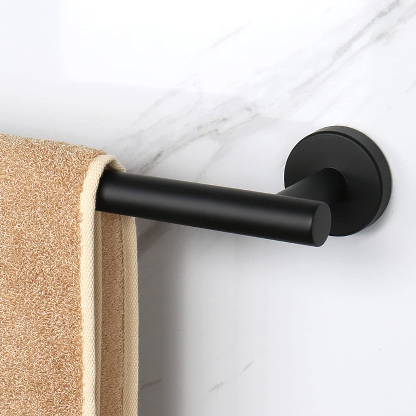 NearMoon Bath Towel Bar, Bath Accessories Thicken Stainless Steel Shower Towel Rack for Bathroom, Towel Holder Wall Mounted (1 Pack, Matte Black, 26 Inch)