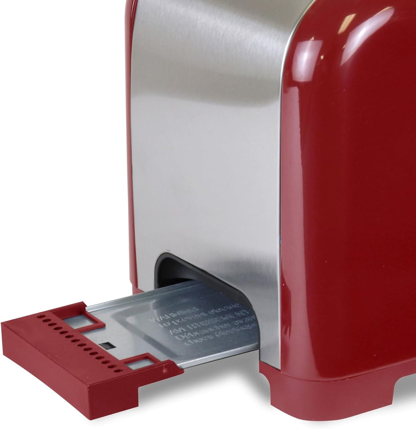 Koolatron Kenmore 2-Slice Toaster, Stainless Steel, Red and Silver, with Extra Wide Slots, Self-Adjusting Bread Guides, Defrost, Bagel and Removable Crumb Tray, Small (KKTS2SR AZ)