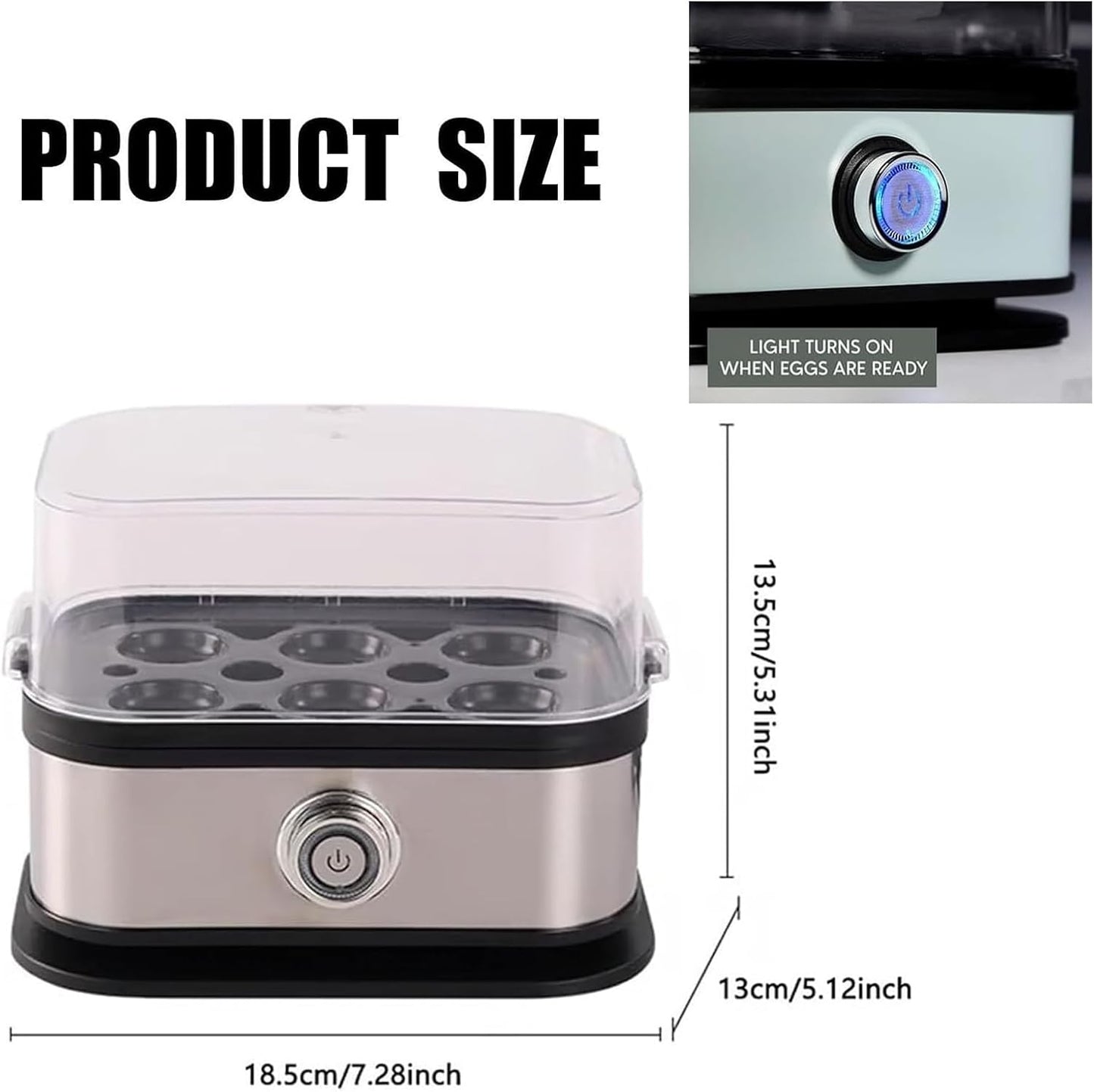 Sunny Side Master Egg Cooker, Smart Egg Cooker with Auto Shut, Multi-Function 6-in-1 Stainless Steel Electric Rapid Egg Cooker for Home Use (2)