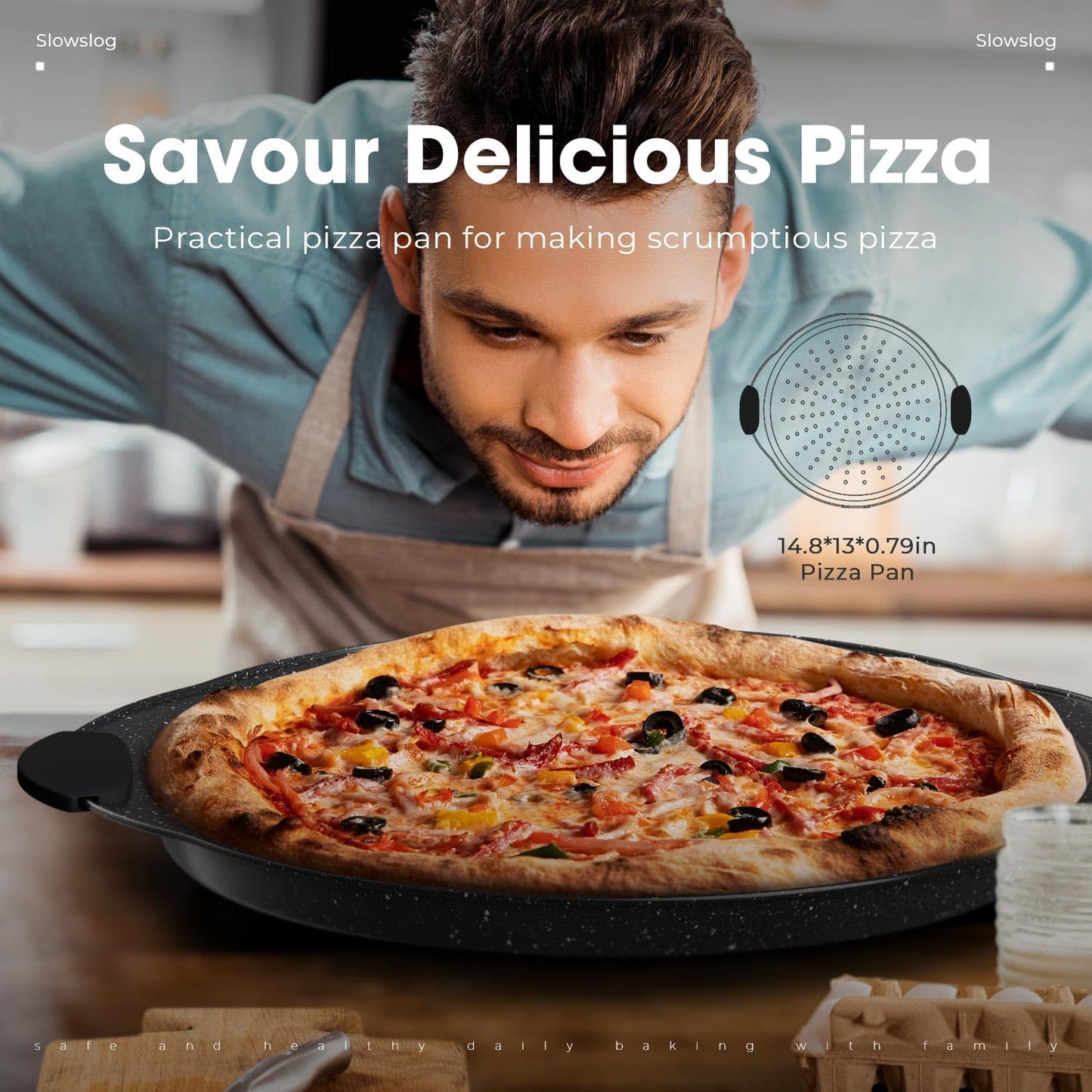 11-Piece Nonstick Baking Pan Set, Stackable Bakeware Sets, Oven Pans for Baking with Silicone Handles, Includes Cookie Sheet, Cake Pans, Loaf Pan, Pizza Pan, Muffin Pan, Black