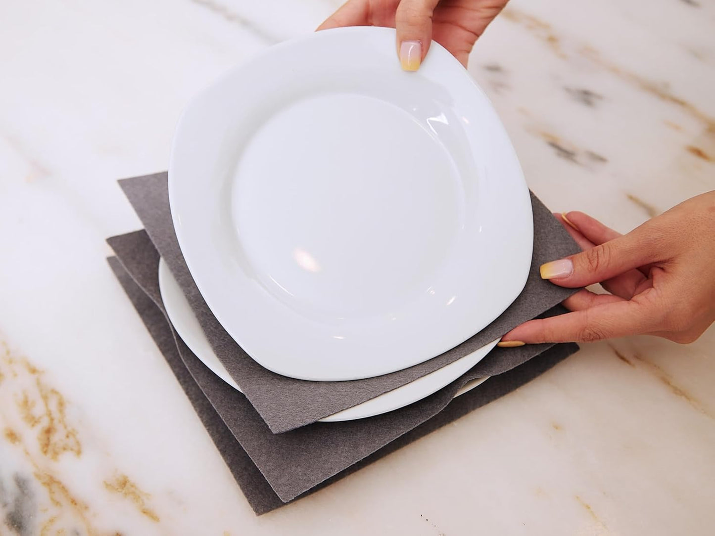 Covermates Keepsakes Dish Storage Box - Stackable, Reinforced Handles, China Storage, Grey Heather