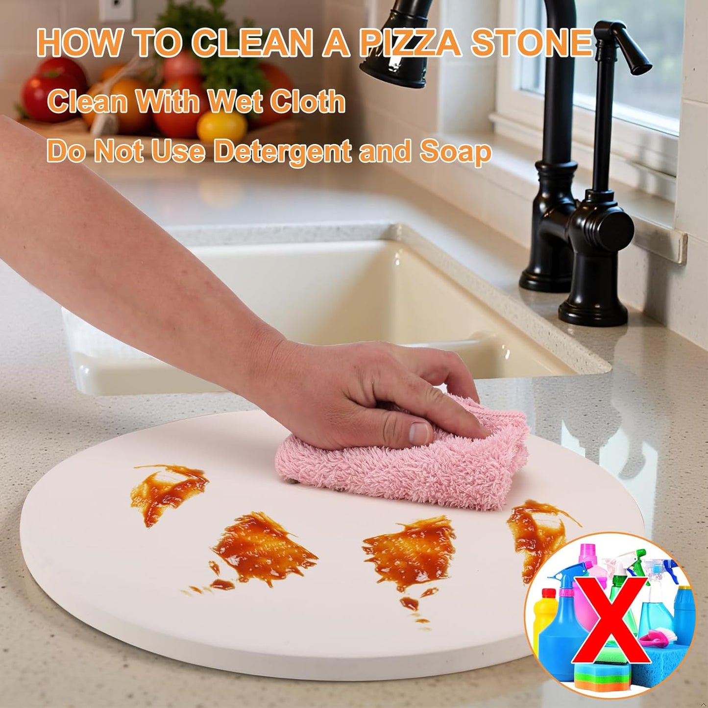 16 inch Round Cordierite Pizza Stone for Oven, Grill & BBQ โ Bake Crispy Pizza, Bread & Pies, Ideal for Backyard Pizza Parties, Includes Scra