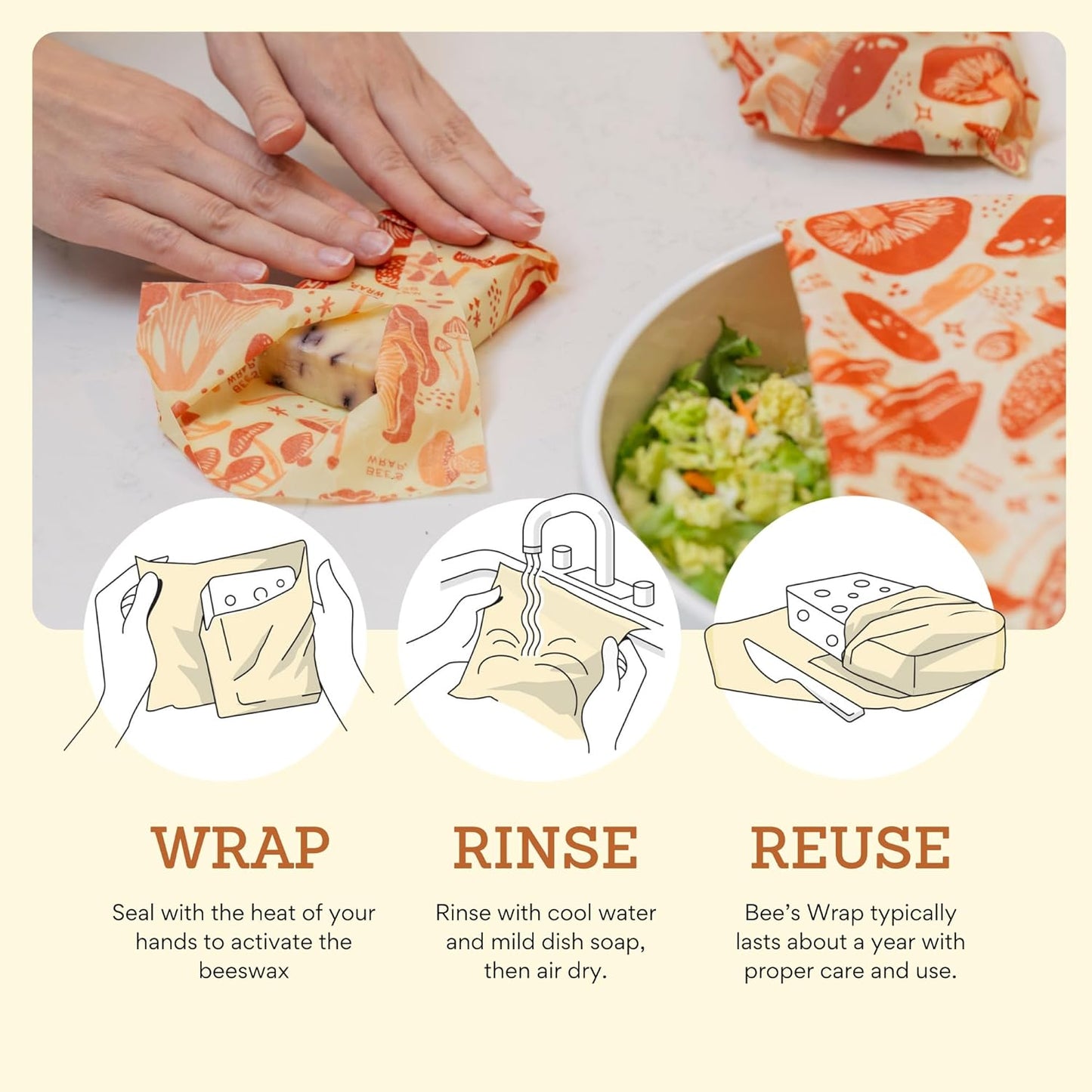 Bee's Wrap Beeswax Wraps for Food - Mushroom Magic Bread Wrap - Made in USA Reusable Bread Storage Bags - Organic & Eco-Friendly Alternative to Aluminum Foil, Sourdough Bags & Plastic Wrap