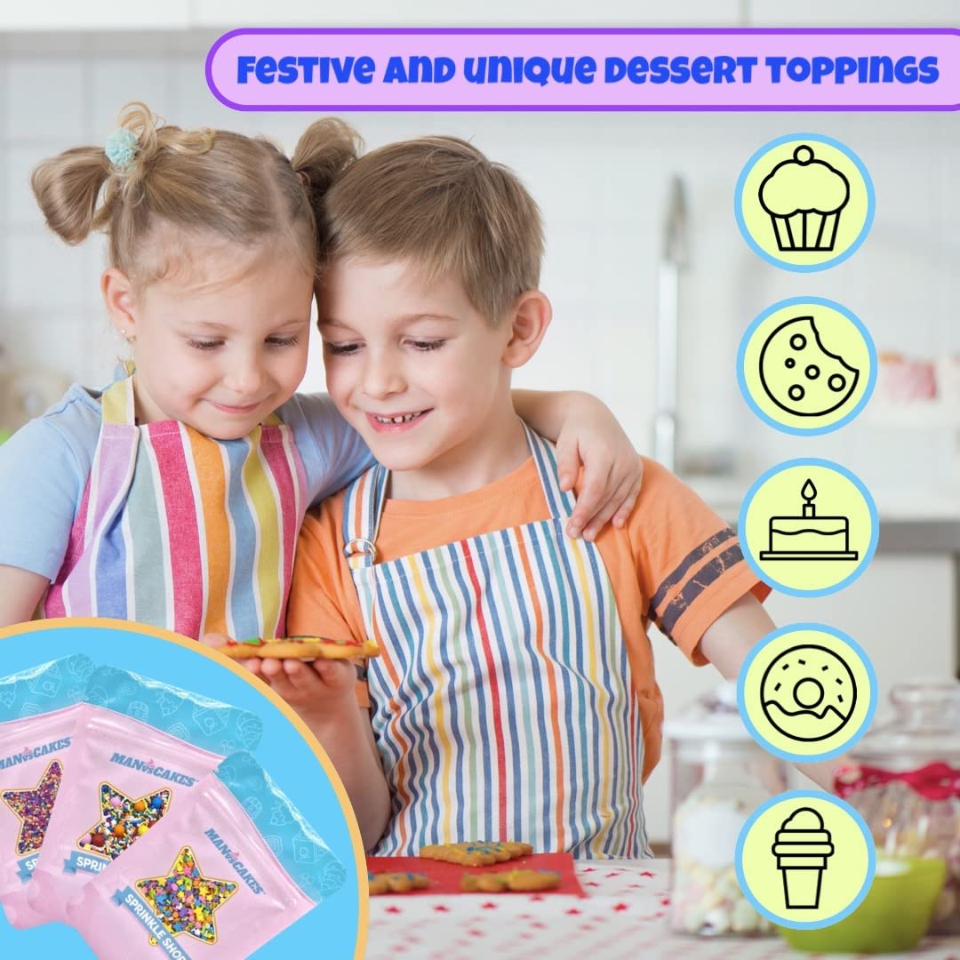 Manvscakes, pink sprinkles, valentines, cake sprinkles, gluten free, cookies, chocolate, fondant, princess topping, ice cream, edible, dessert decoration (Rainbow)