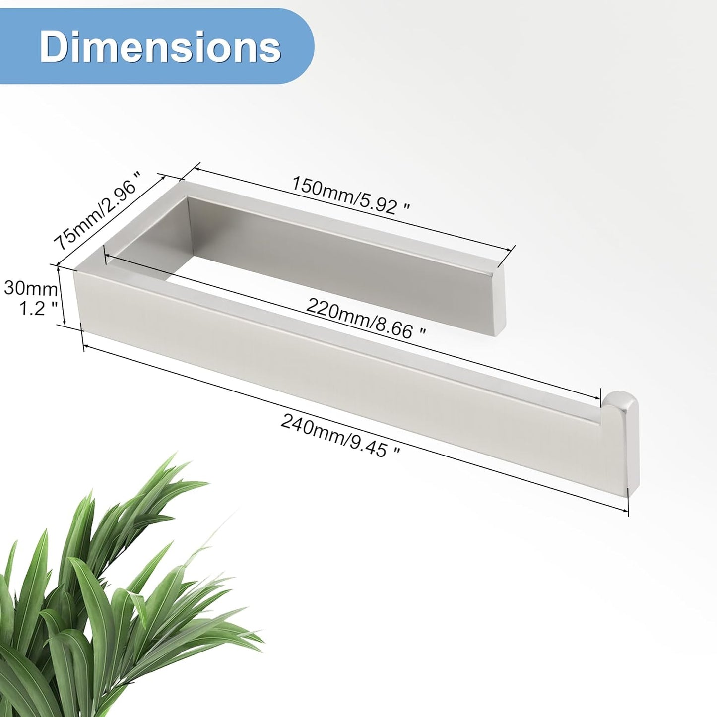 Sayayo Brushed Nickel Towel Ring for Bathroom, 10 Inch Hand Towel Bar Towel Rack Towel Holder Wall Mounted Square, SUS304 Stainless Steel