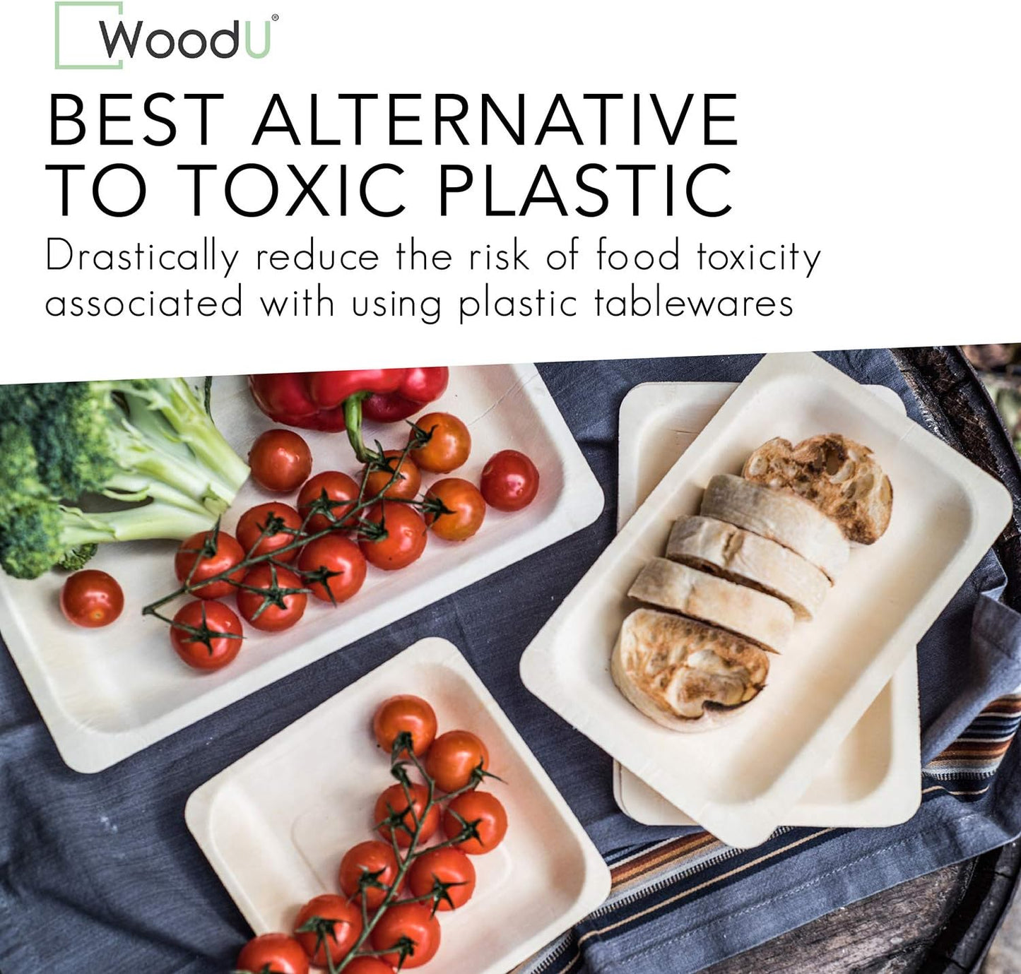 Eco-Friendly Compostable Party Plates - Set of 50 Disposable Wooden Dessert Plates (7.5" x 5.5") for Events and Gatherings