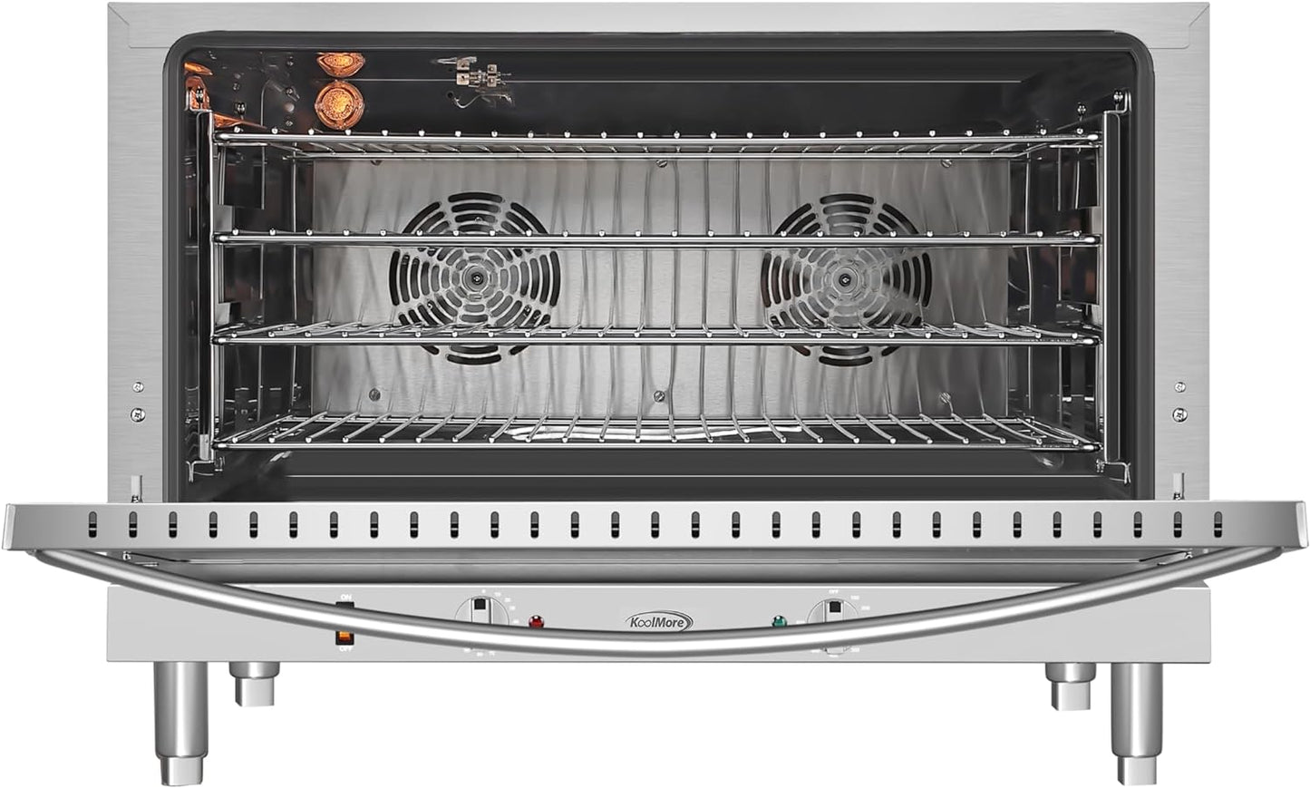 KoolMore 32 in. Commercial Countertop Convection Oven, Holds Full Size Pans, 4 Racks and 3500W of Power, 240V in Stainless-Steel, ETL Listed for Safety and Sanitation (KM-CTCO-44)