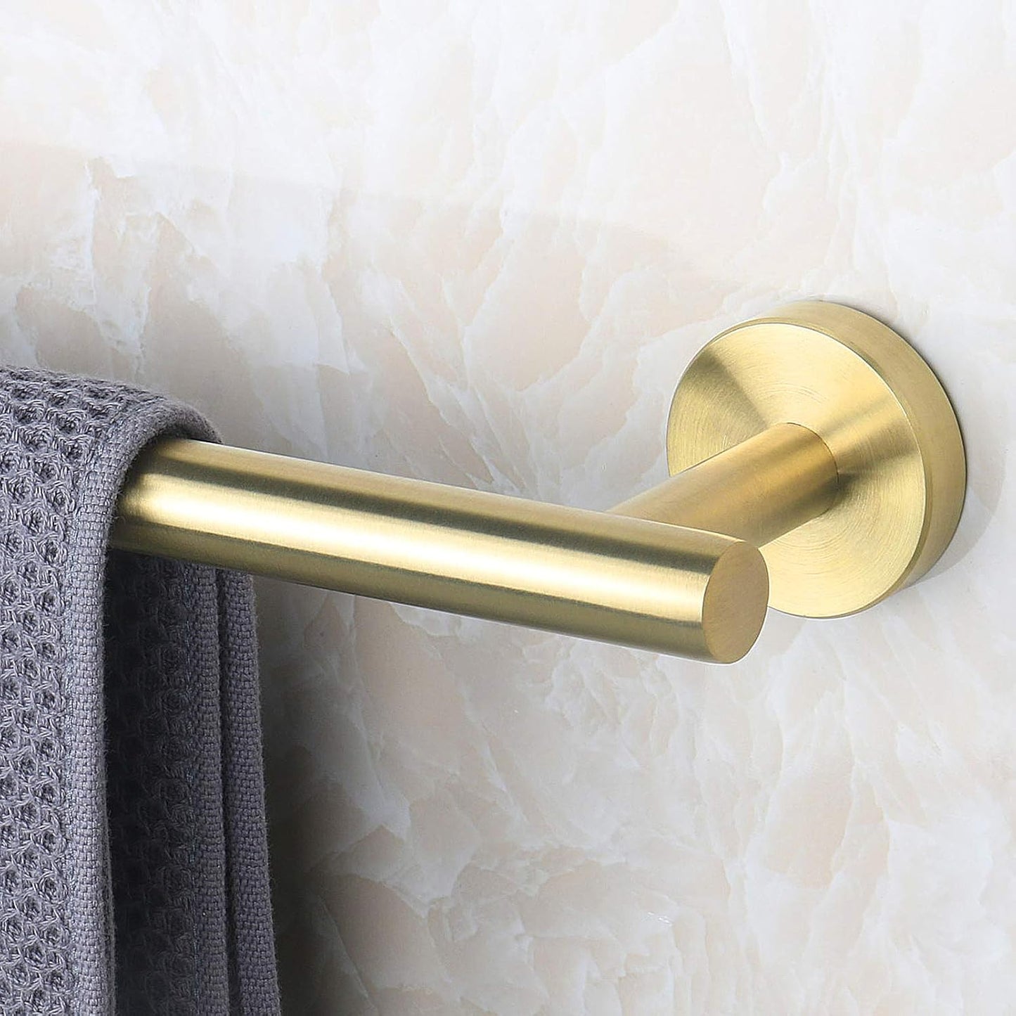 NearMoon Bath Towel Bar, Bath Accessories Thicken Stainless Steel Shower Towel Rack for Bathroom, Towel Holder Wall Mounted (1 Pack, Brushed Gold, 16 Inch)