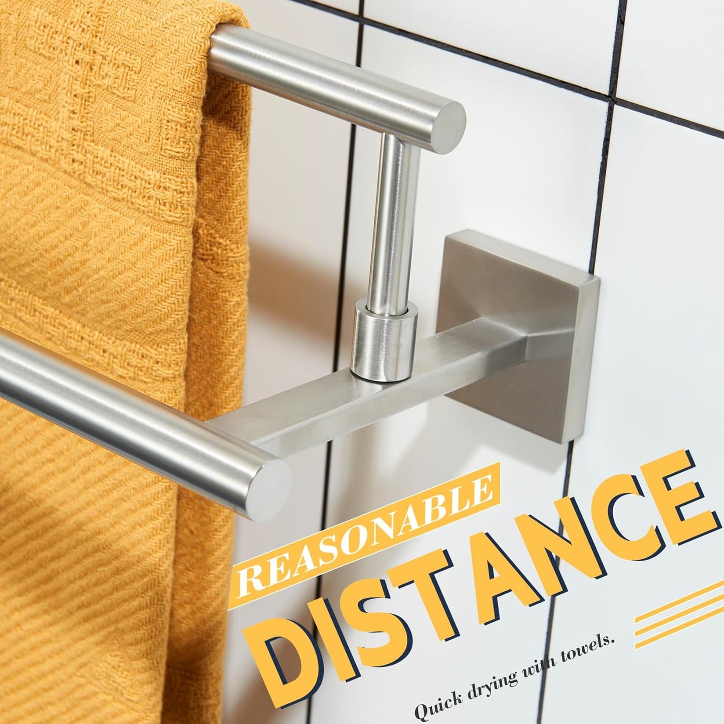 KOKOSIRI Hand Towel Holder Brushed Nickel Bathroom Rack 16 Inch Double Towel Bars Rails for Bath Toilet Stainless Steel B5009BR-L16