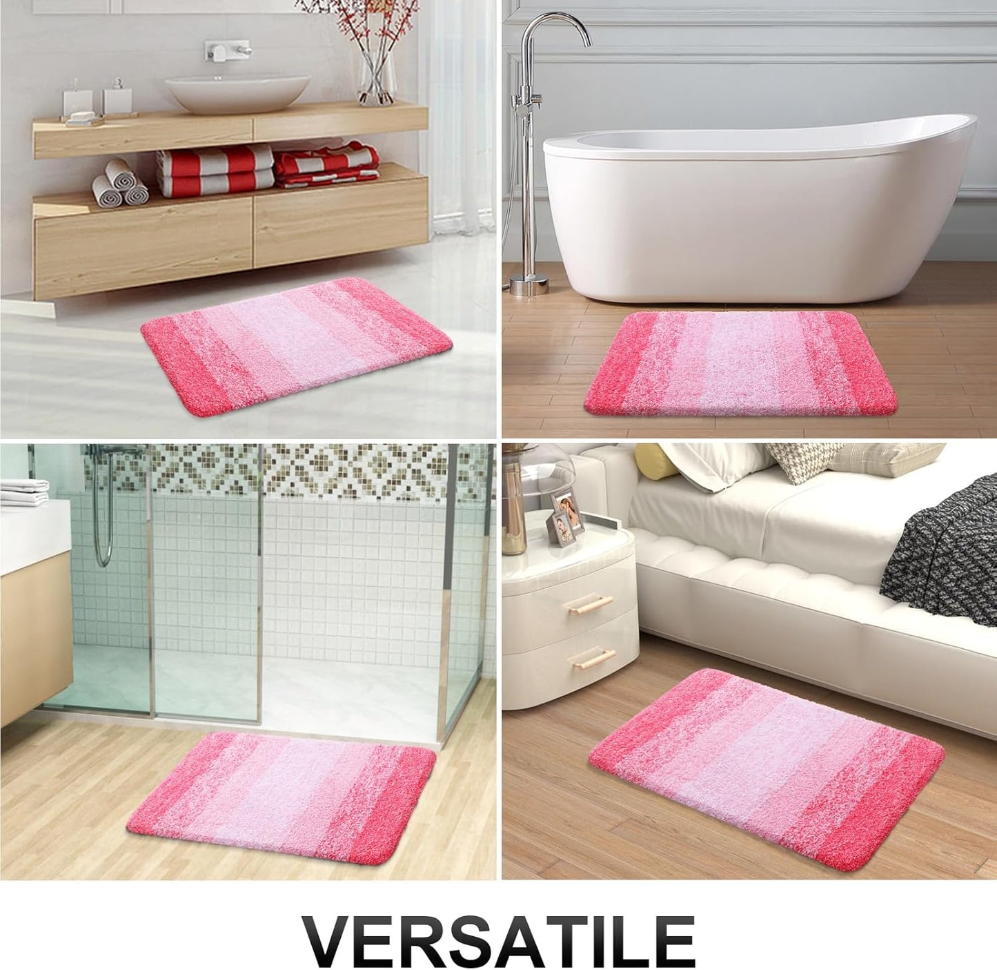 OLANLY Bathroom Runner Rugs 47x17, Extra Soft Absorbent Microfiber Bath Rugs, Rubber Backing, Quick Dry, Machine Washable Bath Mats for Bathroom Floor, Tub and Shower, Home Decor Accessories, Pink