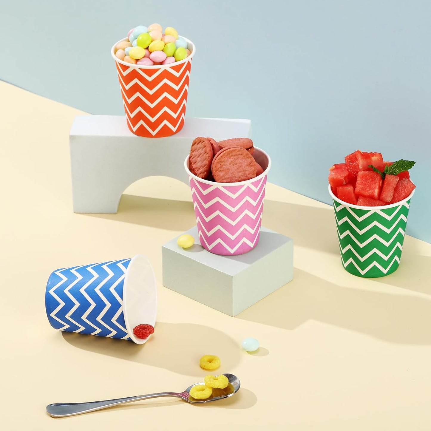 1000 Pack 5oz Paper Cups, Multicolor Paper Disposable Cups, Small Mouthwash Cups, Cold Beverage Drinking Cup for Party, Travel and Event (Strip)