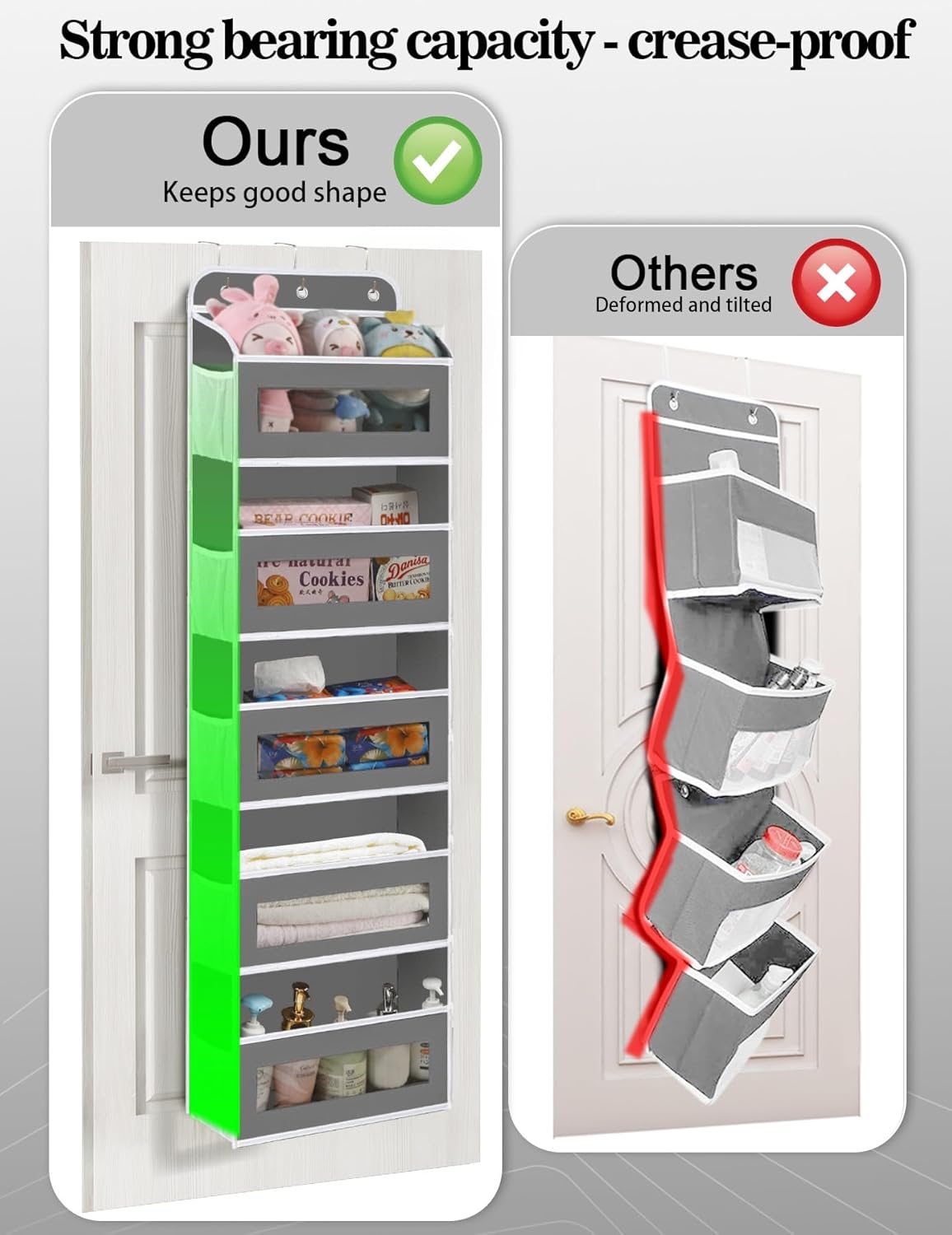 Over The Door Organizer, 5 Shelves Closet Door Hanging Organizer with 10 Mesh Pockets, Nursery Closet Organizer, Baby Essentials, Dorm Room Essentials for Girls