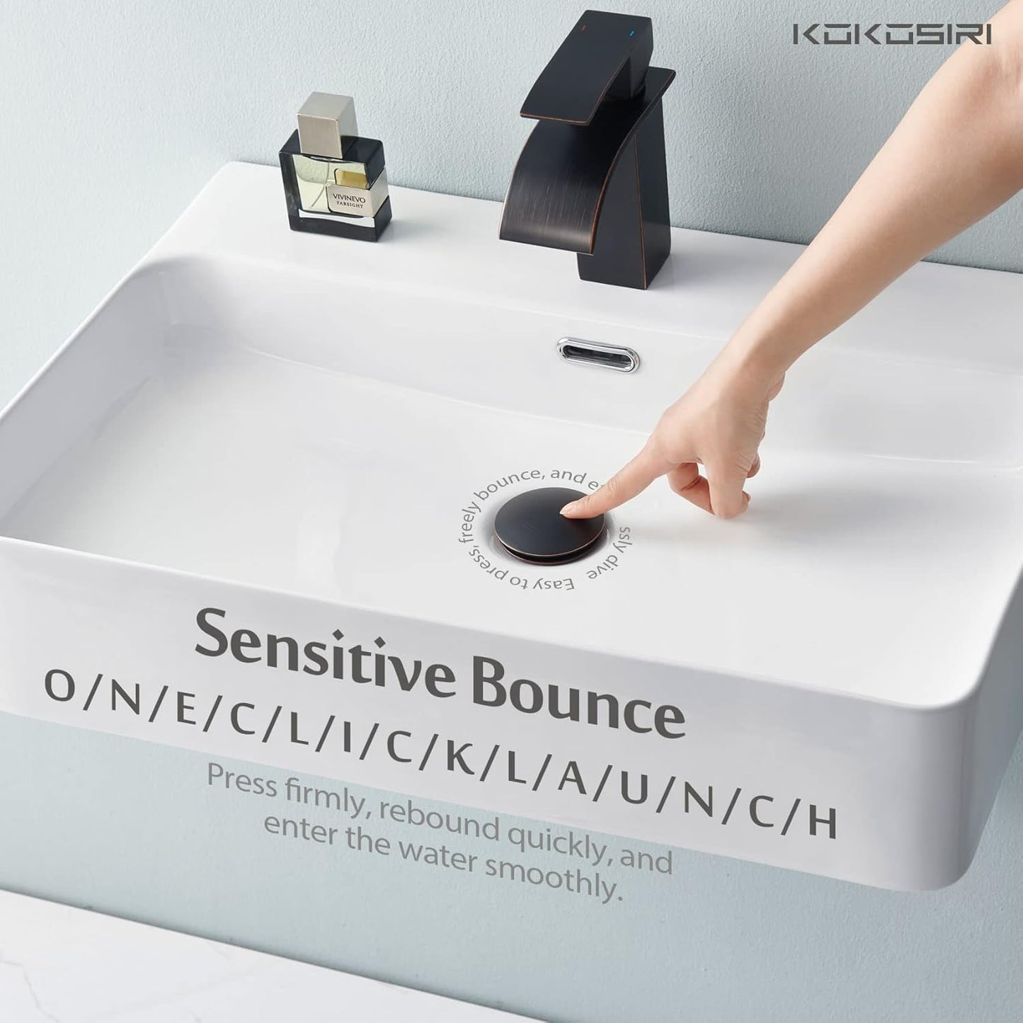 KOKOSIRI Bathroom Sink Drain with Detachable Hair Catcher, Oil Rubbed Bronze Pop Up Sink Drain with Strainer Basket Anti Clogging for Vanity Vessel Sink with Overflow, C1001ORB