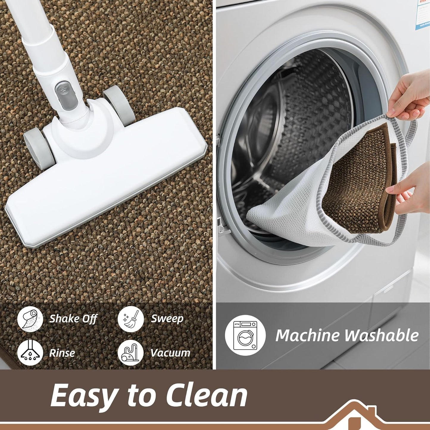 BEQHAUSE Kitchen Rugs 32"x48", Non-Slip Kitchen Mats for Floor, Super Absorbent and Stain Resistant Kitchen Rugs, Machine Washable Rugs for Kitchen, Hallway, Laundry & Sink, Brown