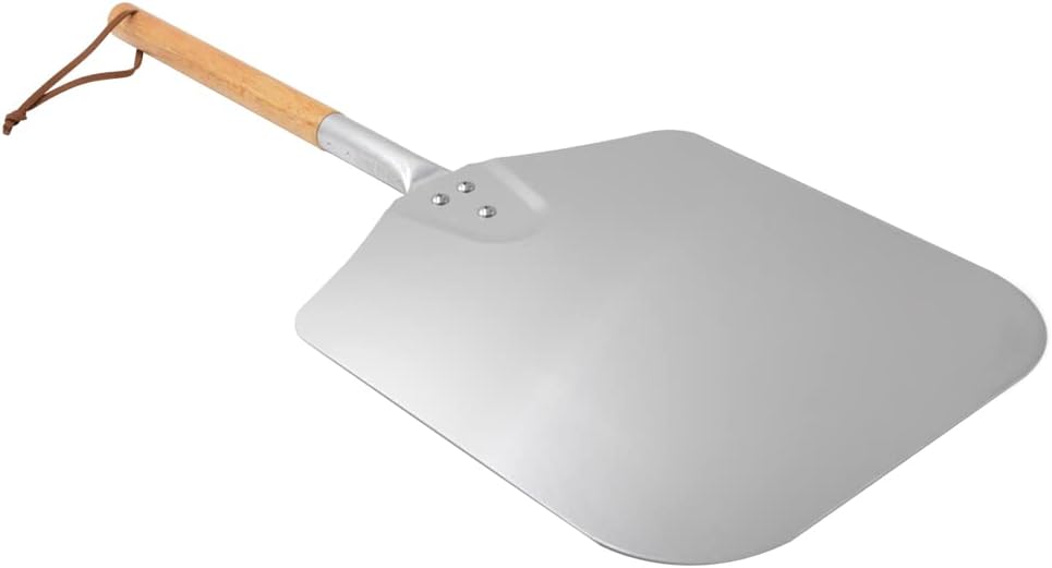 only fire 28" Long Metal Pizza Peel with Wooden Handle for Indoor & Outdoor Grill Oven, 13.5 x 16 inch Pizza Baking Spatula Paddle for Baking Bread Pie