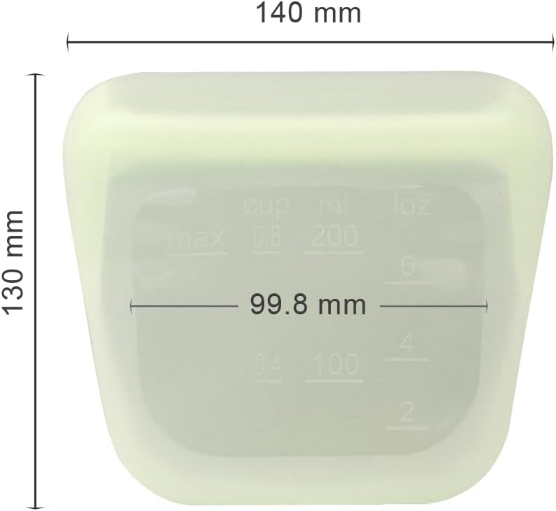 purifyou Set of 5 Reusable Silicone Storage Snack Bags 6oz / 16oz / 32oz / 64oz Self-Seal Food Storage Container for Fruits, Vegetables, Sandwiches, Dishwasher Safe & Leak-free (Cream, 6oz)