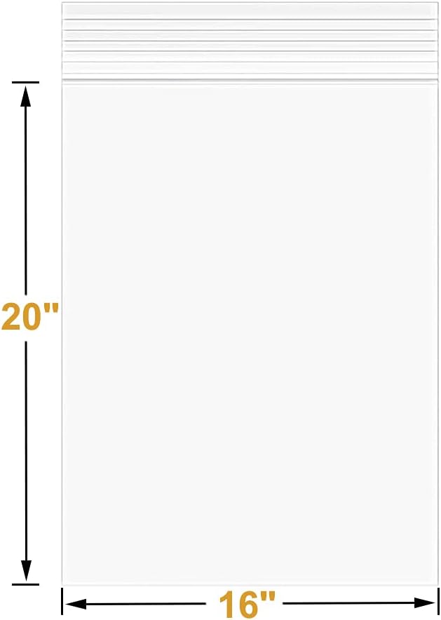16" x 20" Large Thick 2.4 Mil Clear Zip Seal Lock Poly Bags Reclosable Plastic Bags Clothing T-Shirts Shoes Toys Snack Zipper Bag (30 Pack）