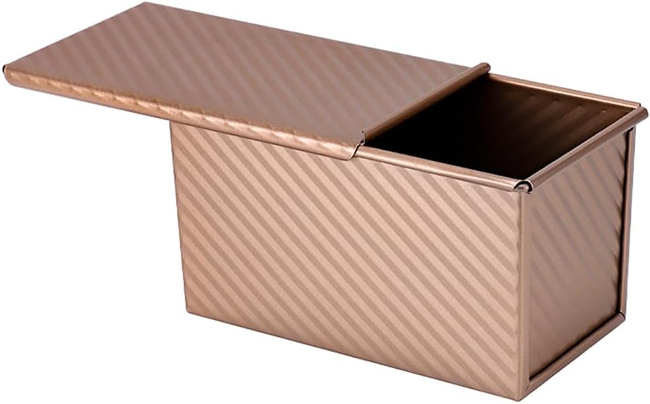 Small Pullman Loaf Pan with Lid, 0.5 lb Dough Capacity, Mini Bakeware Carbon Steel Toast Mold for Baking Bread