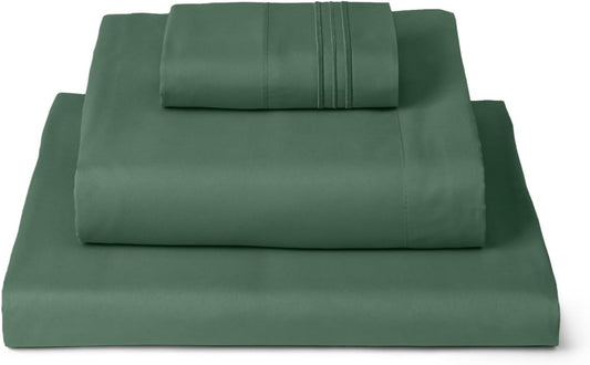 Mellanni Twin Sheets Set - 3 PC Iconic Collection Bedding - Hotel Luxury, Extra Soft, Cooling Bed Sheets - Wrinkle, Fade, Stain Resistant (Twin, Emerald Green)