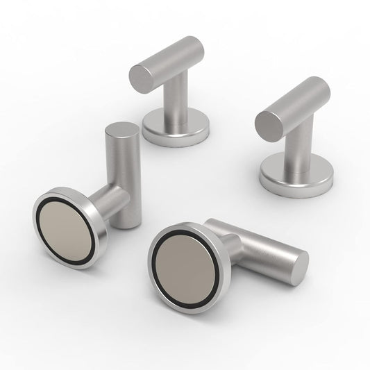 Magnetic Hooks Coat Magnet Hooks for Hanging,Magnetic Hooks Heavy Duty with Rare Earth Neodymium for Pot Holder,Grill,Refrigerator,Home,Kitchen,Workplace or Office.Pack of 4,Silver