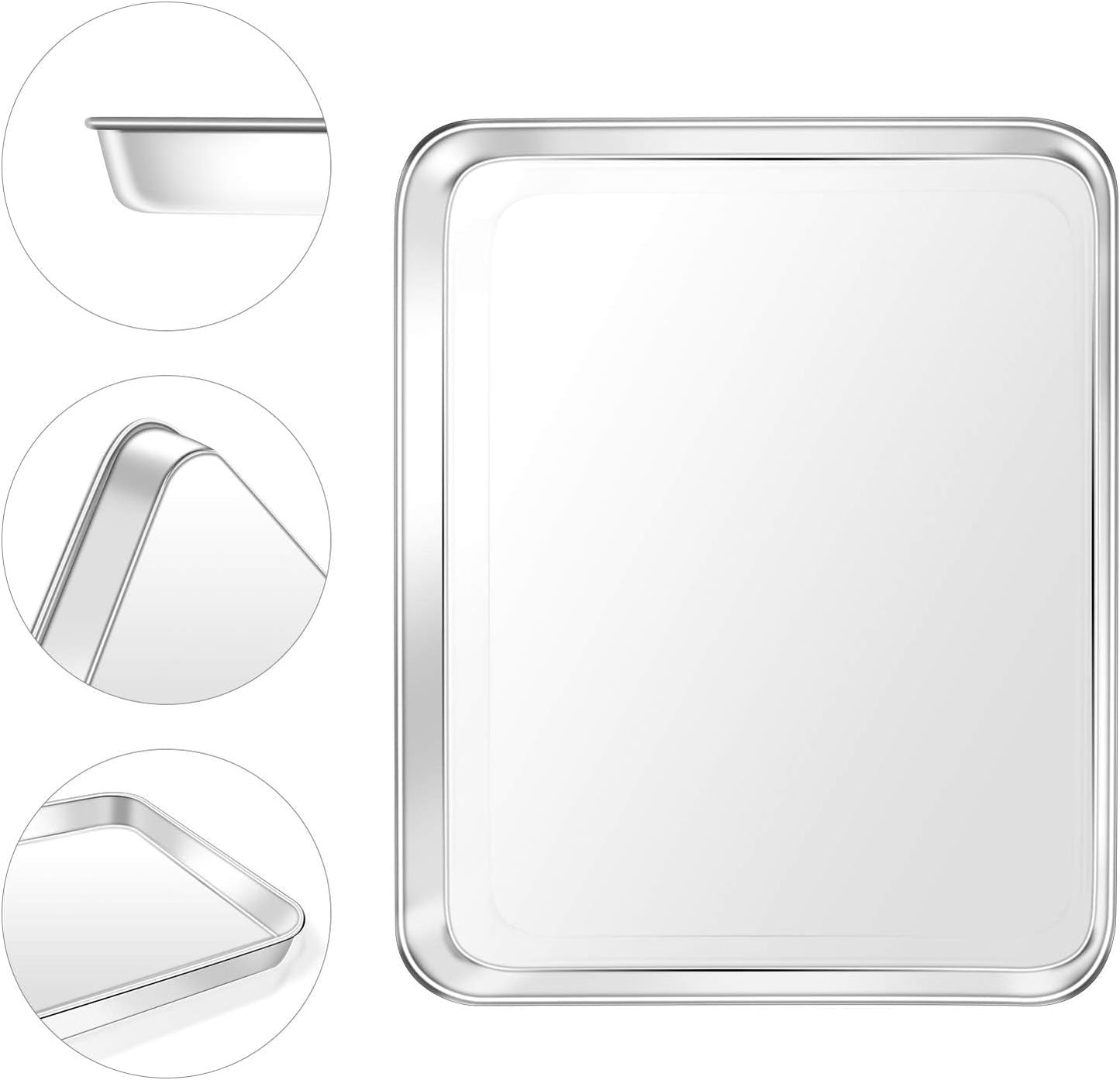 Baking Sheet, Yododo Stainless Steel Baking Pans Tray Cookie Sheet Toaster Oven Tray Pan Cookie Pan, Non Toxic & Healthy, Superior Mirror Finish & Rust Free, Easy Clean & Dishwasher Safe - 19.6 inch