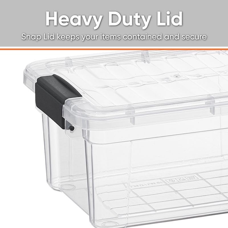 Superio Clear Storage Bins with Lids, Stackable Storage Box with Latches and Handles, Extra Small, 2 Pack 3 Quart