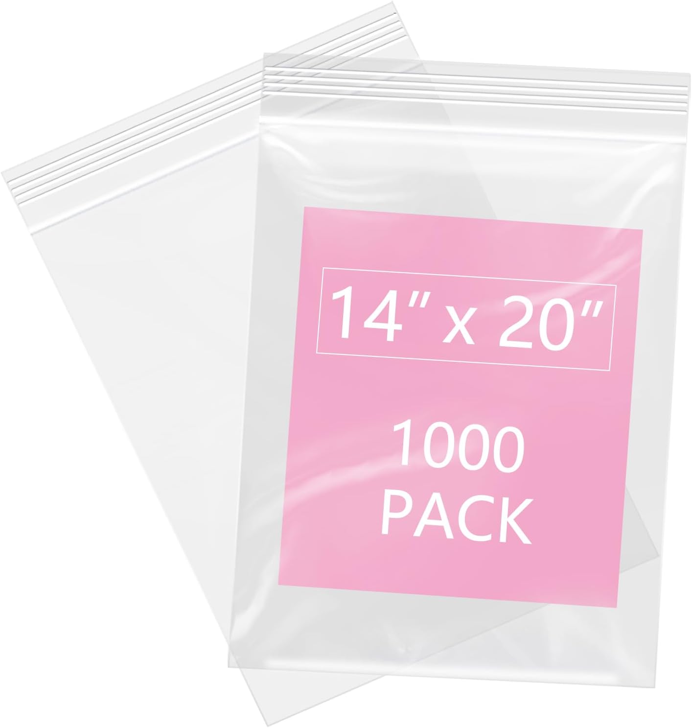 iMailer - 1000 Pcs- 14" x 20" Large Zip Bags for Storage - Reclosable Plastic Zip Poly Bags for Clothing, T-Shirts, Pants