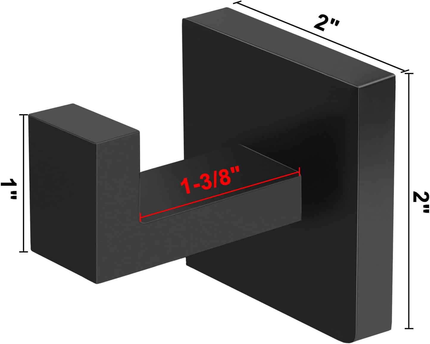 IBosins 8 Pack Towel Hooks Hand Towel Holder for Bathroom Wall Livingroom Bedroom Kitchen Closet Heavy Duty Stainless Steel Hook Hanger for Robe, Bath Towel, Coat (Square Matte Black)