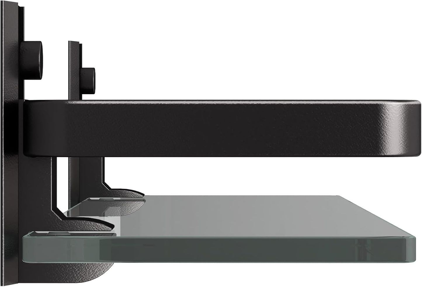 Danpoo Clear Tempered Glass Wall Shelf, Wall-Mounted Organizer for Bathroom, Kitchen(Matte Black)