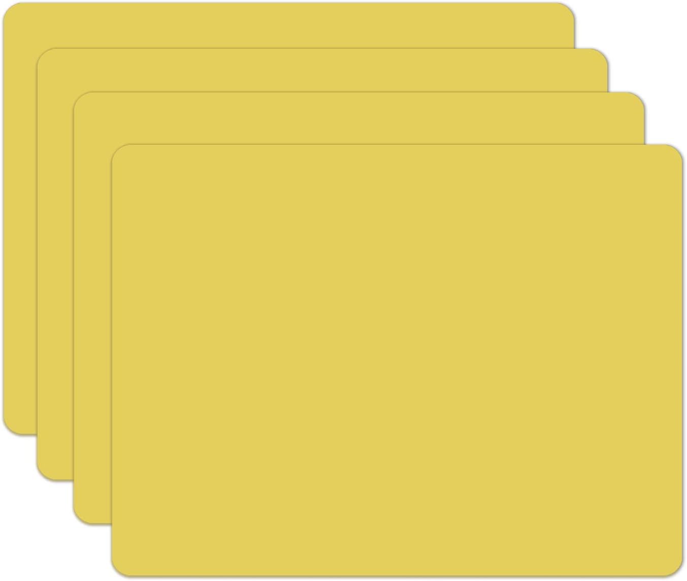Silicone Placemats, Food-Grade Non-Slip Waterproof, Dining, Stain Resistant, Countertop Protector, Kitchen Counter Mat, Heat Resistant, Baking mat Dishwasher Safe (15.7x11.8Inch-4pack, Yellow)