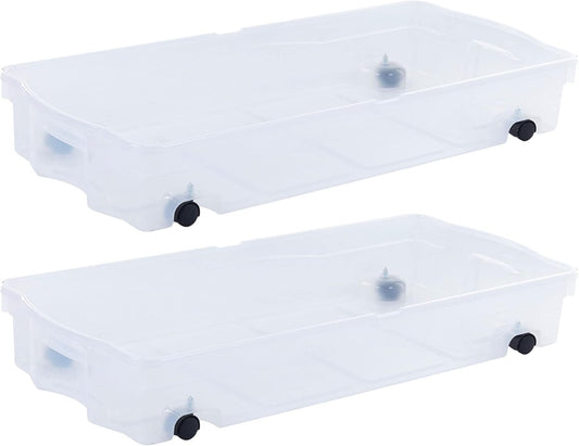 Rubbermaid Cleverstore Under the Bed 70 Qt Wheeled 2-Pack, Clear Storage Bins with Lids, Stackable, BPA-Free, Made in USA