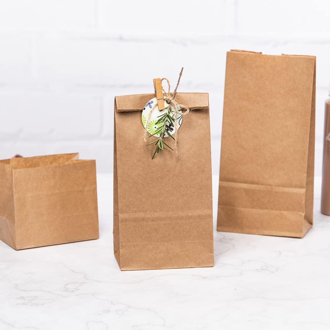 Restaurantware Bag Tek 2 LB Disposable Lunch Bags 100 Sturdy Take Out Bags - Flat Bottom Great For Restaurants Cafes And Bakeries Brown Kraft Popcorn Bags