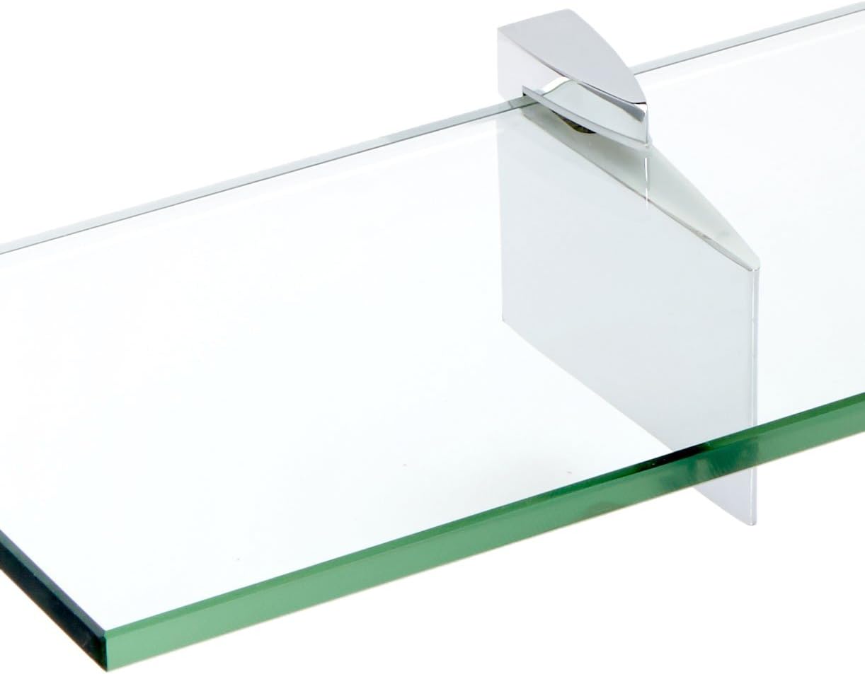 Spancraft Glass R-4.75x18-Chrome Raven Glass Shelf, Chrome, 4.75" x 18"