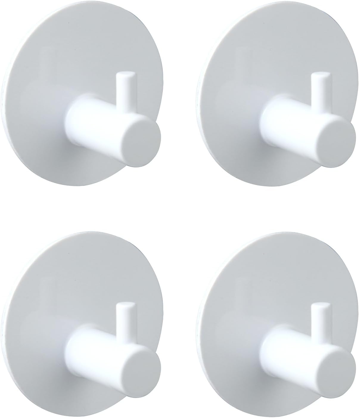 Aluminum Wall Hooks, No Drill Damage-Free Adhesive Hook, Product for Hanging Heavy Duty for Bathroom Kitchen Home (Single Round White Hook, 4)