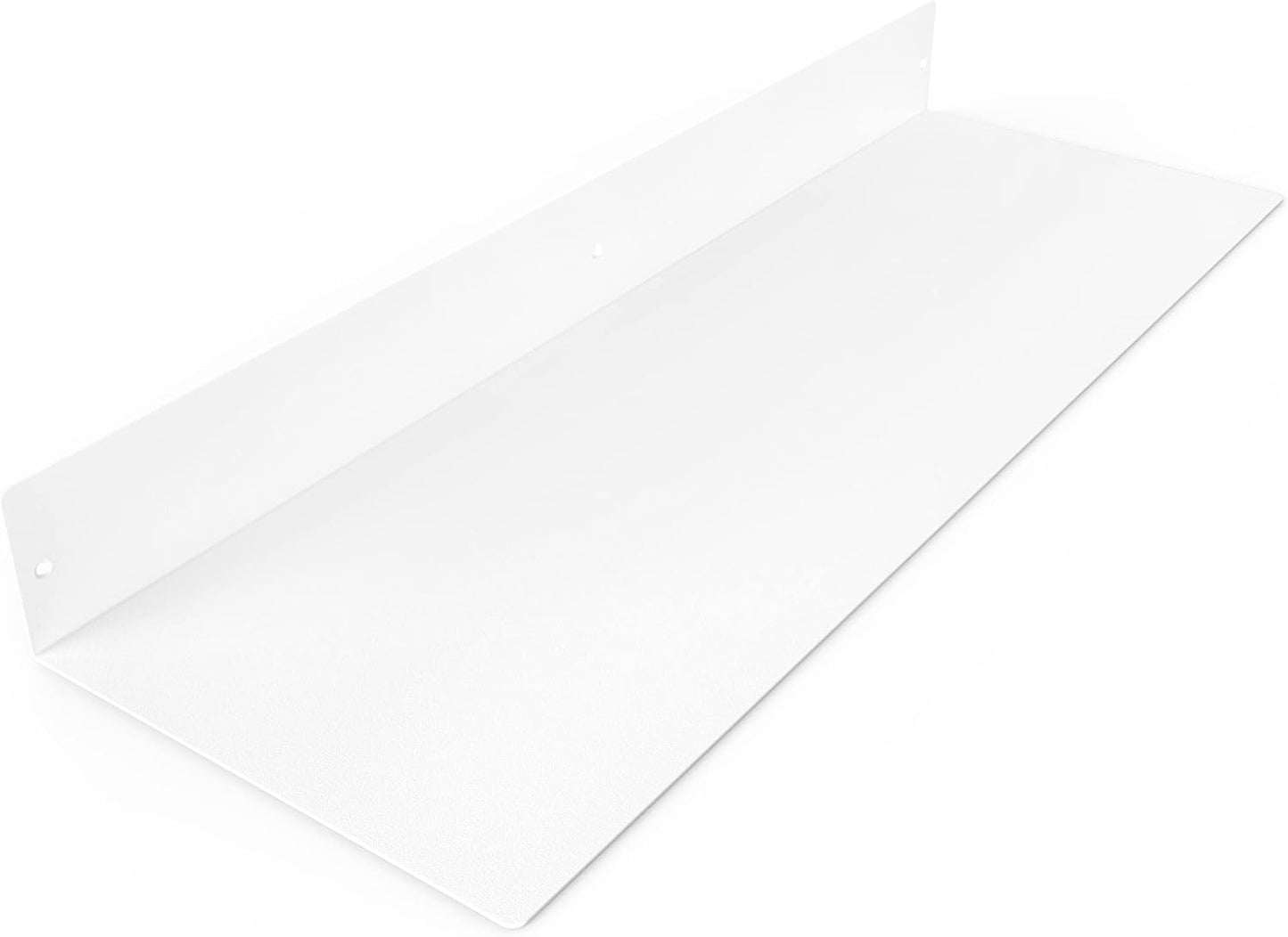 DIY CARTEL Made in USA Linear Floating Shelf - USA Manufactured Steel - Industrial Heavy Duty Metal Wall Mounted Modern Farmhouse Rustic Designed Shelf (24-in X 8-in Powder Coated White)