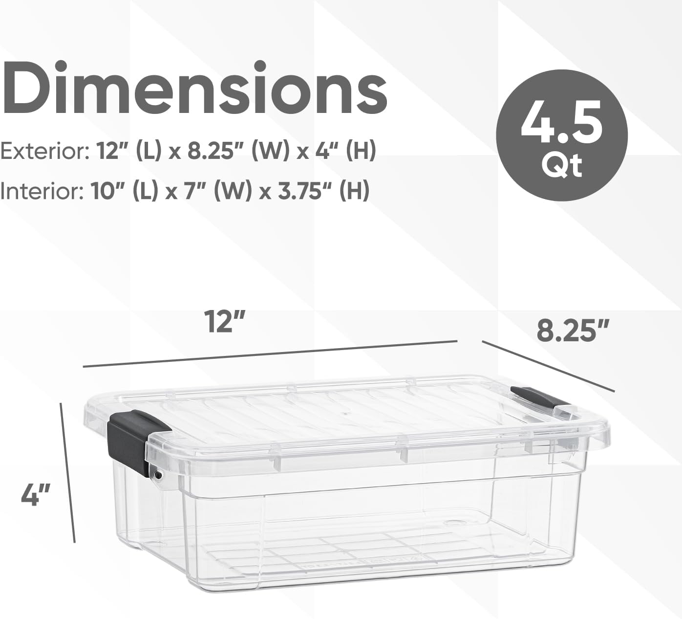 Superio Clear Storage Boxes with Lids, 4.5 Quart Plastic Container Bins for Organizing, Stackable Crates, BPA Free, Non Toxic, Odor Free, Organizers for Home, Office and Dorm, 4 Pack