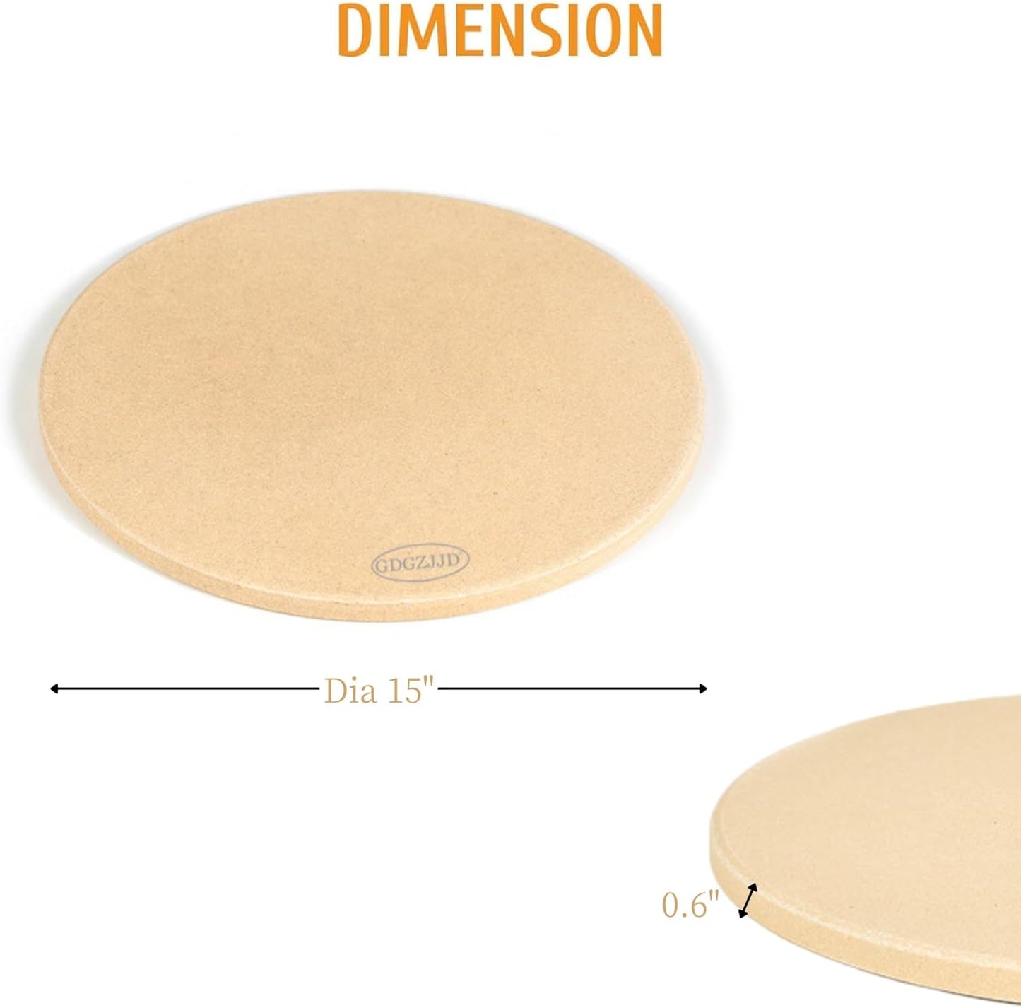 Large Pizza Stone Round 15", Heavy Duty Cooking Stone for Grill, Baking Pizza Stone for bread, Ideal for Grilling Baking Several Sizes of Pizzas