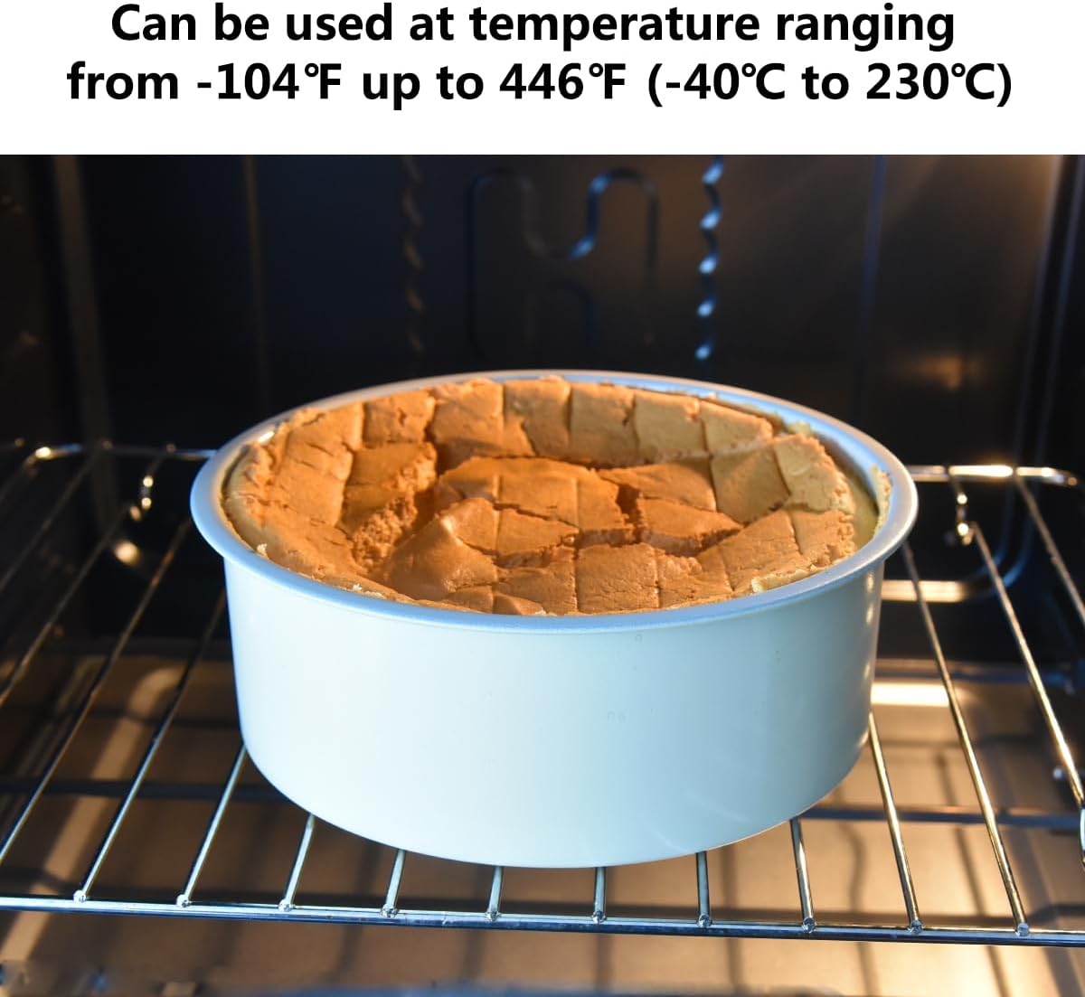 Guowall 8 inch Cake Pan Removable Bottom Carbon Steel with Nonstick Coating Chiffon Cake Tin Round Shaped Cheese Cake Mould for Baking - Cream Color