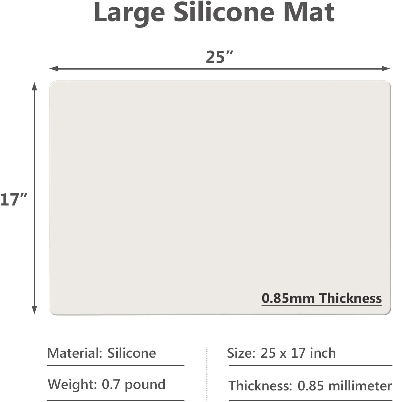 Gartful 25"x 17"x 0.03" Silicone Mats for Kitchen Counter, Large Silicone Countertop Protector, Nonskid Heat Resistant Desk Saver Pad, Multipurpose Mat, Placemat, Beige