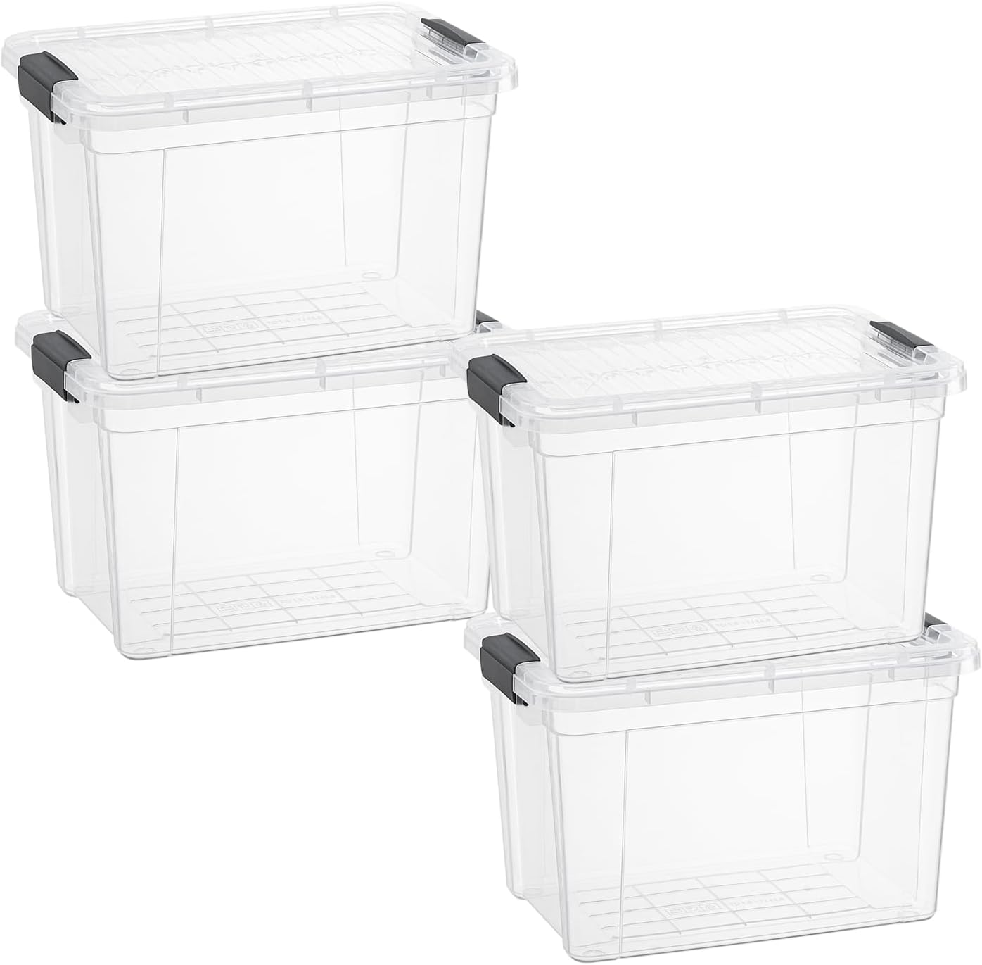 Superio Clear Storage Boxes with Lids, 4.75 Quart Plastic Container Bins for Organizing, Stackable Crates, BPA Free, Non Toxic, Odor Free, Organizers for Home, Office and Dorm, 4 Pack