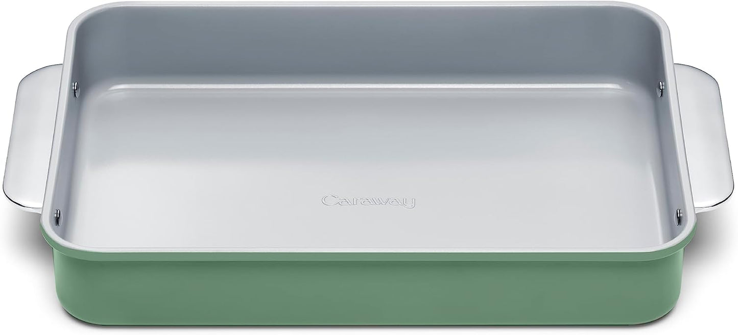Caraway Non-Stick Ceramic 9”x13” Rectangle Pan - Naturally Slick Ceramic Coating - Non-Toxic, PTFE & PFOA Free - Perfect for Brownies, Lasagnas, and More - Sage