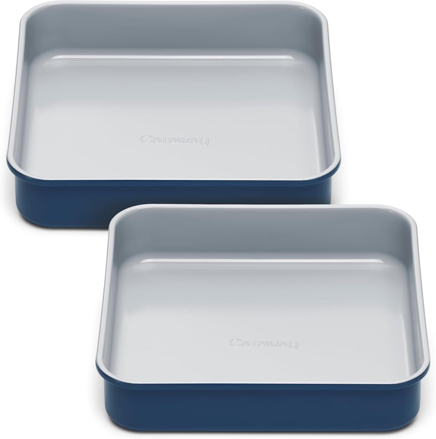 Caraway 9” Square Pan Duo - Non-Stick Ceramic Coating - Free From Forever Chemicals - Cake Pan Perfect for Brownies, Lemon Bars, & More - Navy
