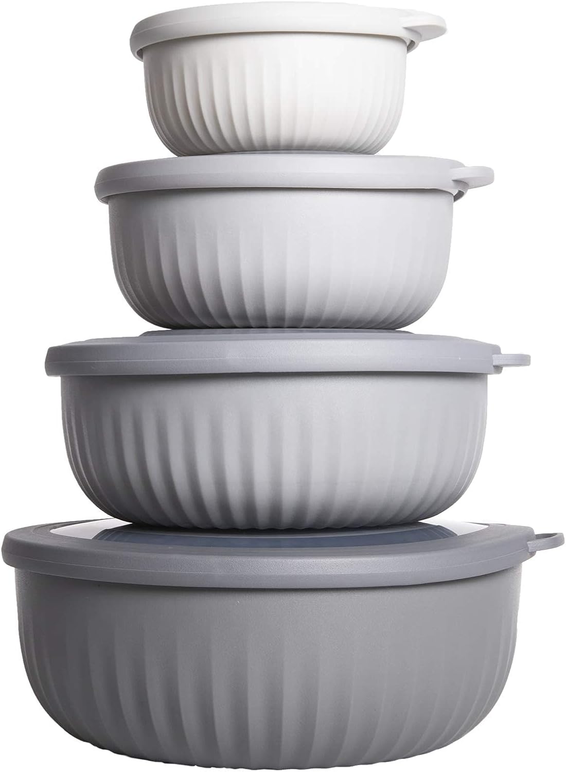 COOK WITH COLOR Prep Bowls with Lids- Wide and Deep Nesting Plastic Small Mixing Bowl Set with Lids, 8 Piece Set - Wide Bowls, Gray
