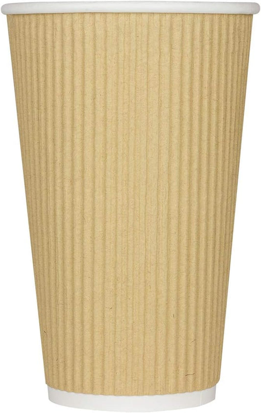Karat 16oz Ripple Insulated Coffee Hot Cups [500 Count] Kraft Double Poly Lined Paper Hot Cup - Ideal for Hot Beverages, 90mm (C-KRC516)