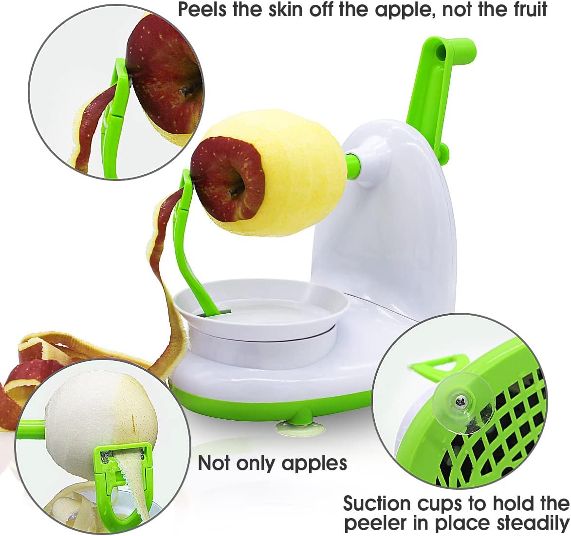 Upgraded Apple Peeler and Corer for Apple Pear Citrus Manual Rotating Kitchen Gadget Includes 2 Replacement Heads and 1 Splitter (whitish green)